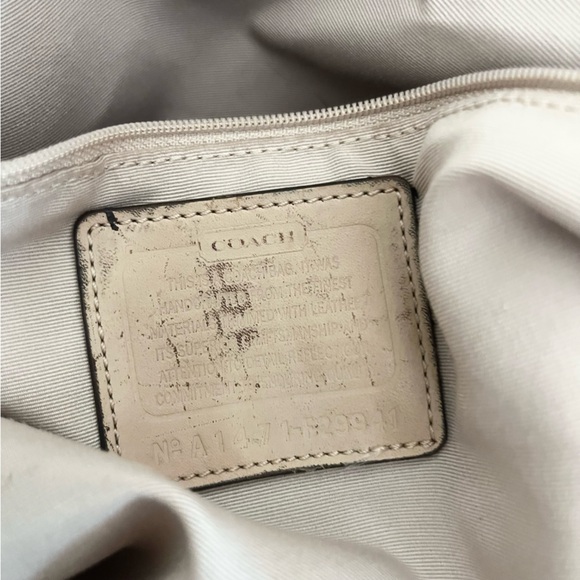 Coach Signature Stripe Green Tan Convertible Hobo Shoulder Bag F29941 Read Notes - Picture 6 of 14